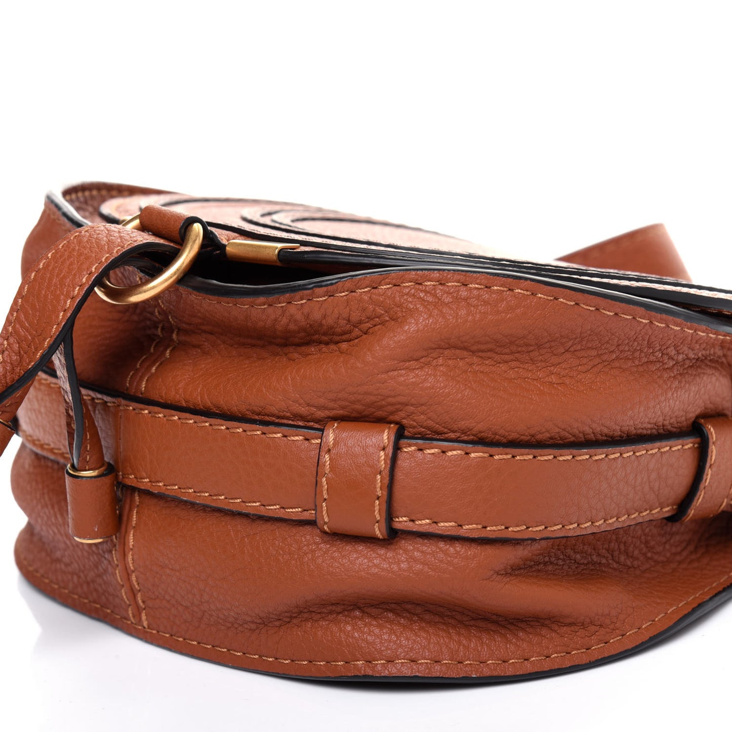 Calfskin Mini Marcie Round Crossbody Bag Tan