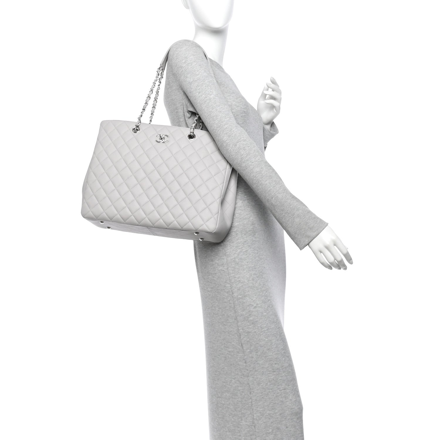 Chanel Calfskin Quilted Large Classic Shopping Tote Grey 2 of 10