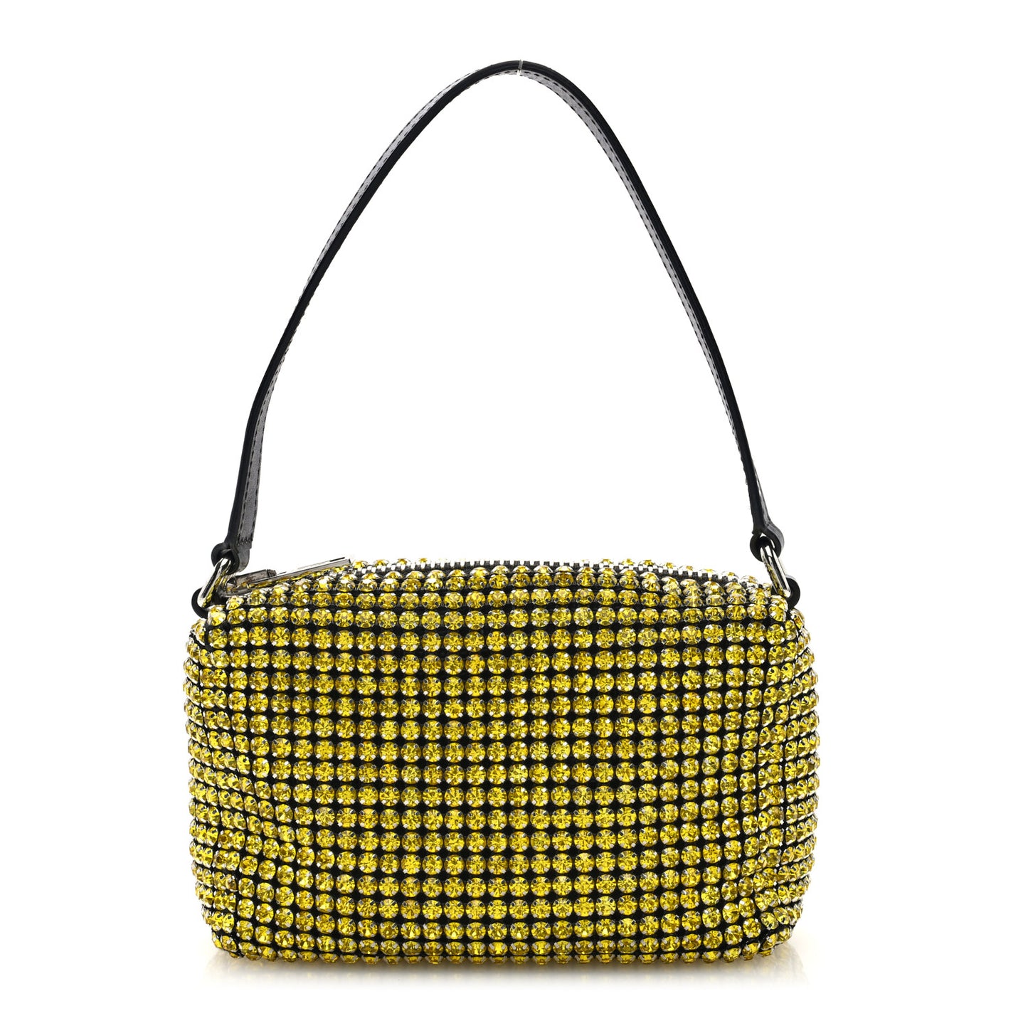 Mesh Crystal Rhinestone Mini Heiress Pouch Lemon