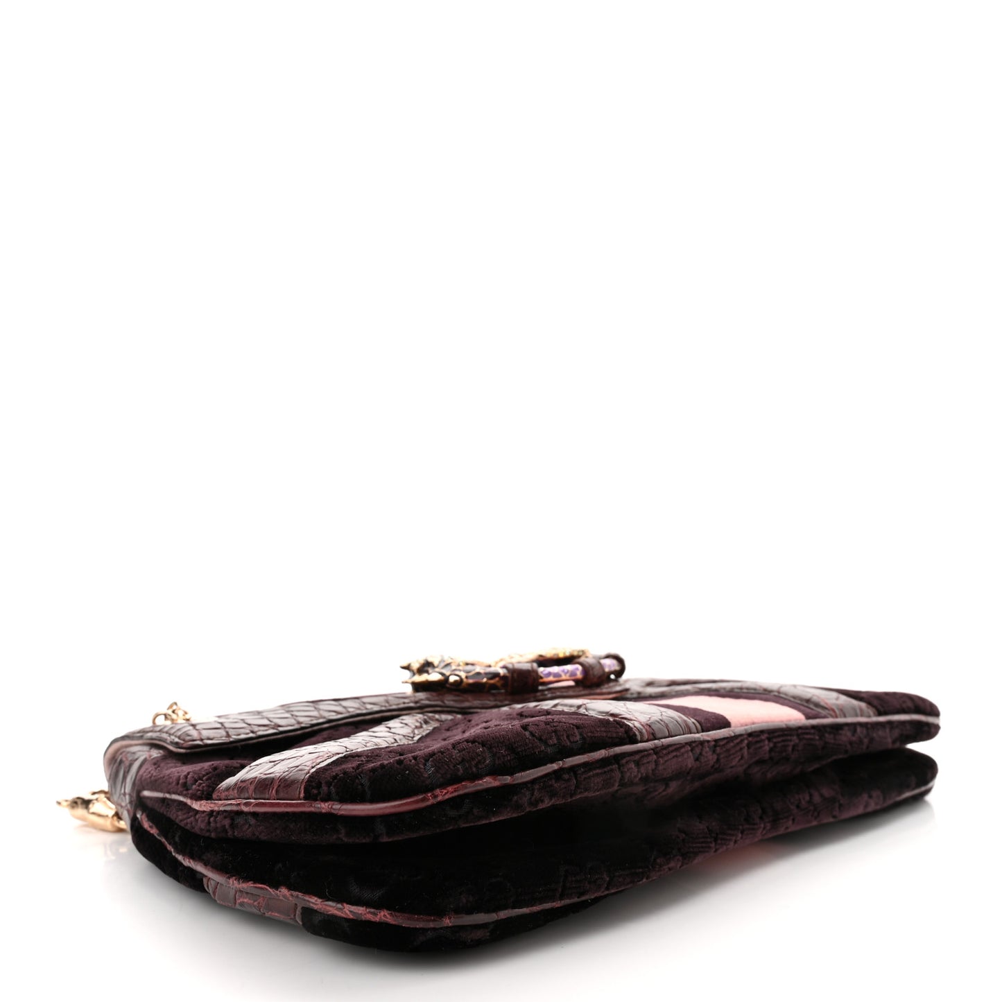 Velvet Monogram Crocodile Tom Ford Jeweled Dragon Shoulder Bag Purple Pink