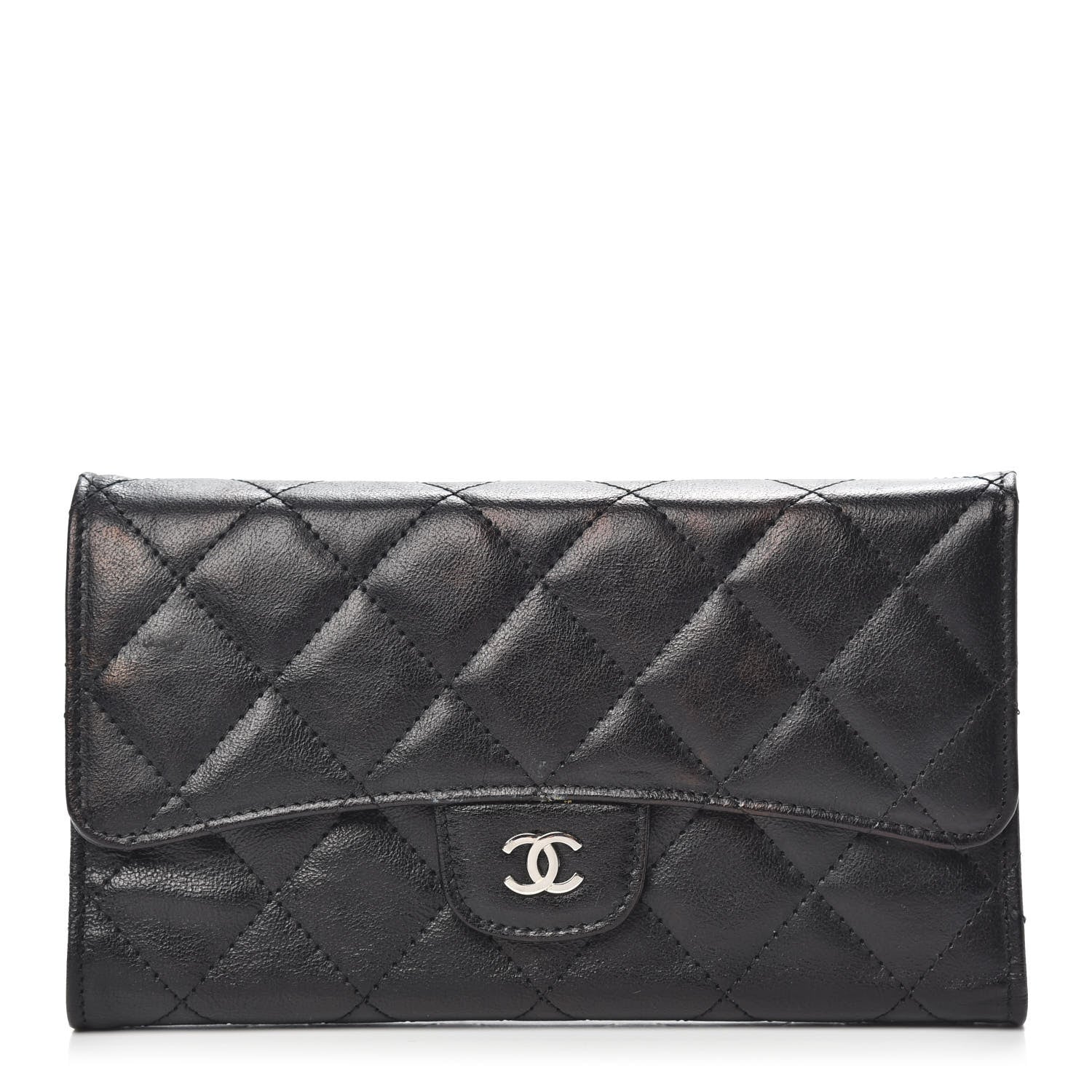 Chanel Calfskin Quilted Large Flap Wallet Black 1 of 12