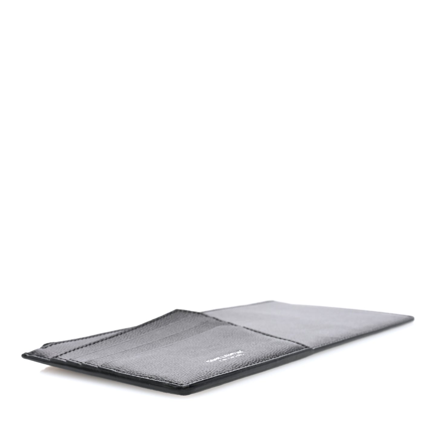 Grained Calfskin Zip Pouch Tech Card Holder Black
