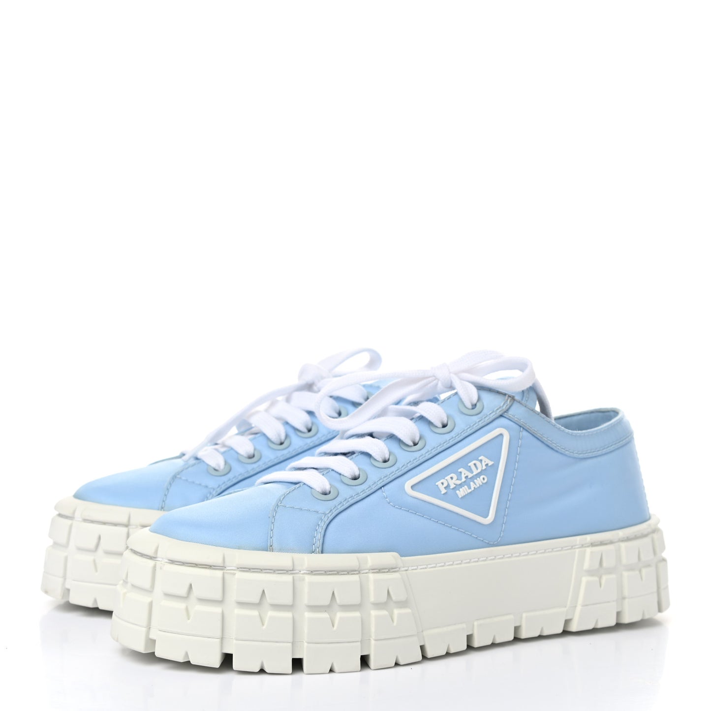 Re-Nylon Gabardine Triangle Logo Double Wheel 50mm Sneakers 40 Cielo