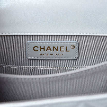 Chanel Calfskin Quilted North South Boy Flap Grey 6 of 7