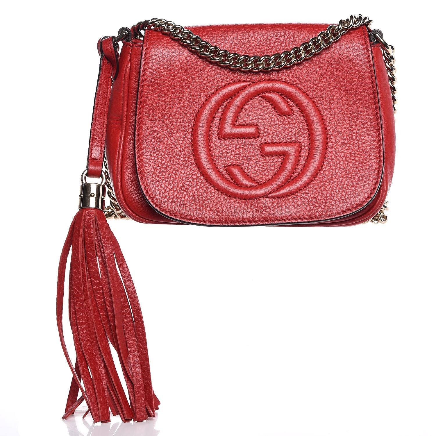 Gucci Pebbled Calfskin Small Soho Flap Crossbody Red 1 of 7