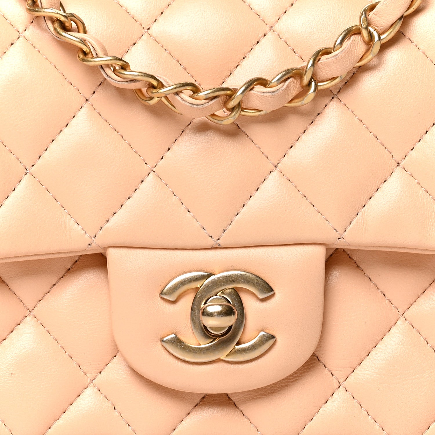 Chanel Lambskin Quilted Mini Rectangular Flap Beige 8 of 11
