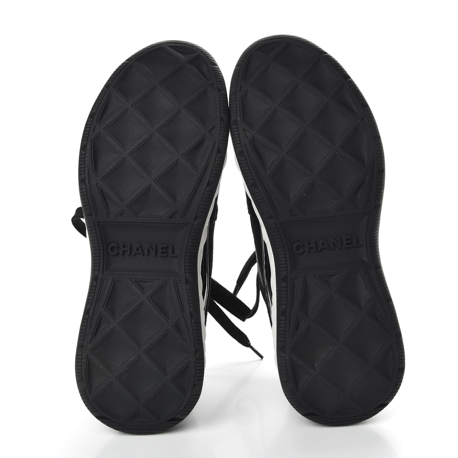 Chanel Fabric Calfskin Suede CC Sneakers 37 Black 5 of 10