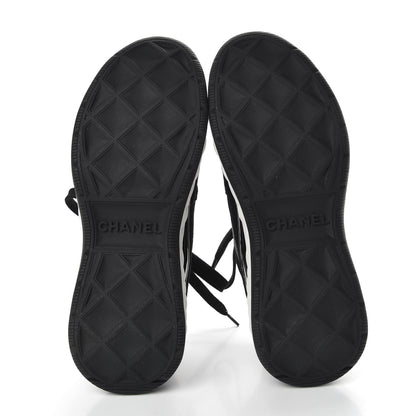 Chanel Fabric Calfskin Suede CC Sneakers 37 Black 5 of 10