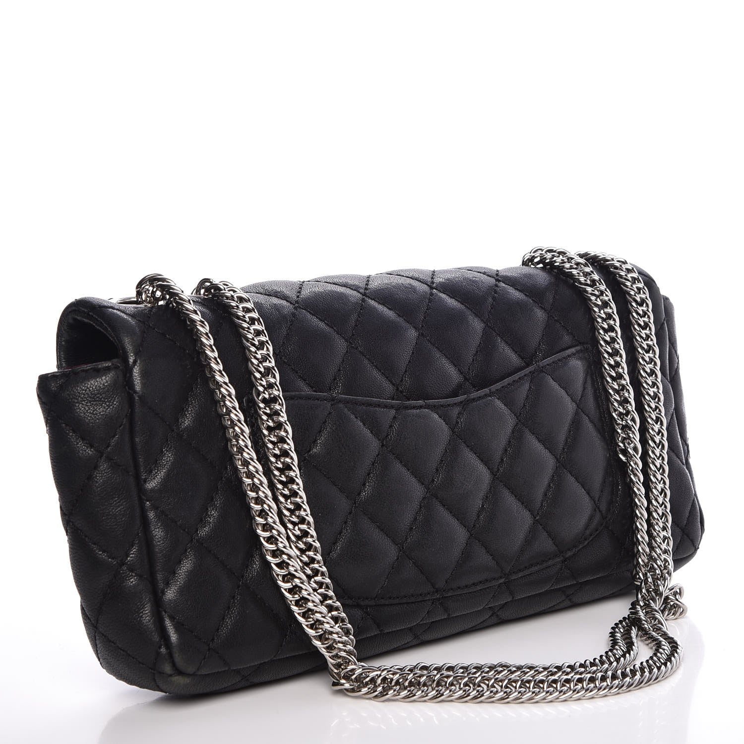 Chanel Lambskin Quilted East West Flap Bijoux Chain Black 3 of 7