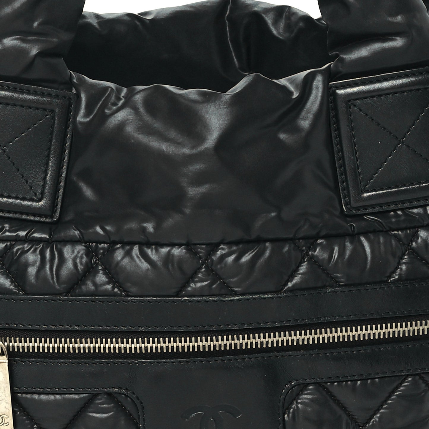 Nylon Quilted Coco Cocoon Reversible Tote Black