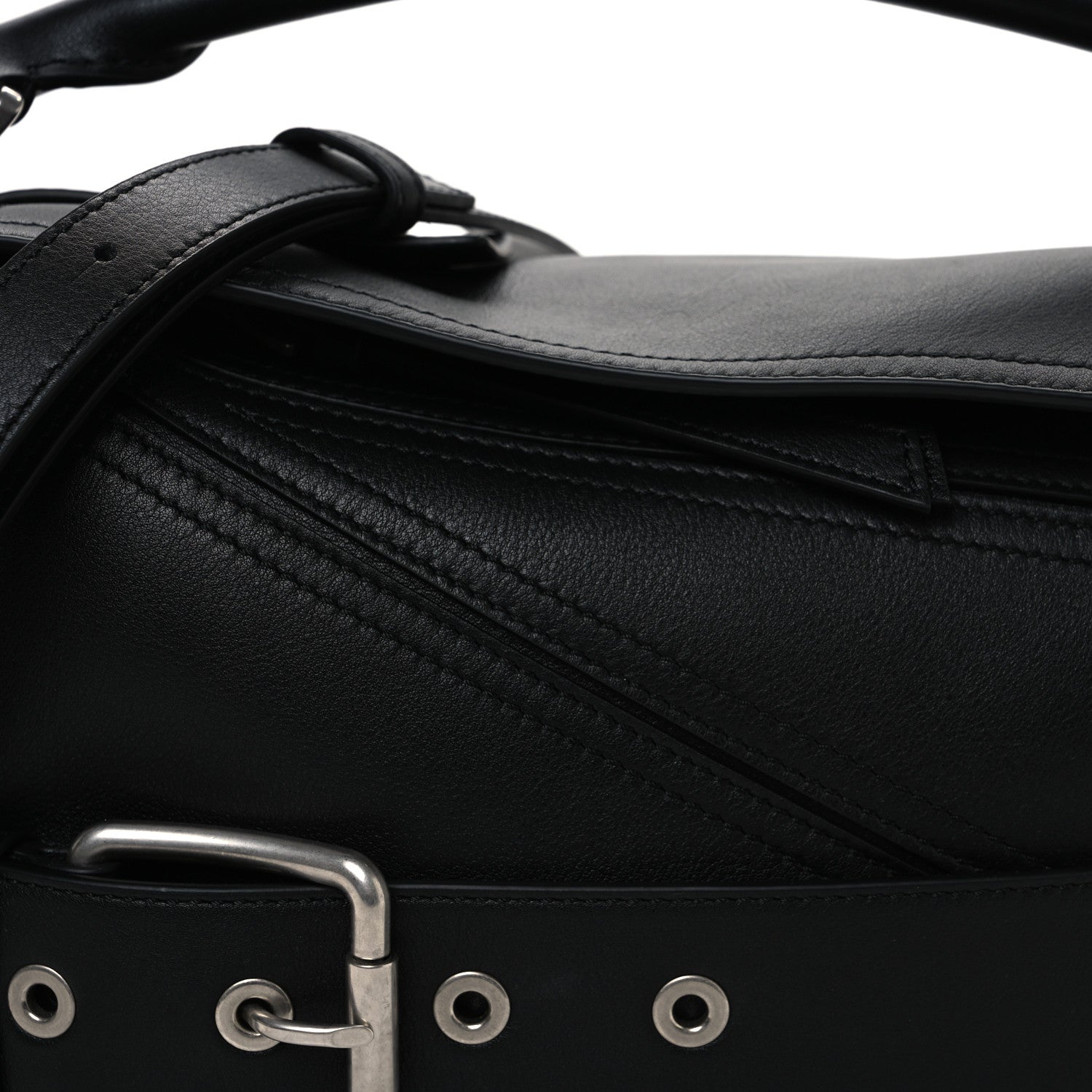 Loewe Shiny Calfskin Small Puzzle Biker Bag Black 7 of 9