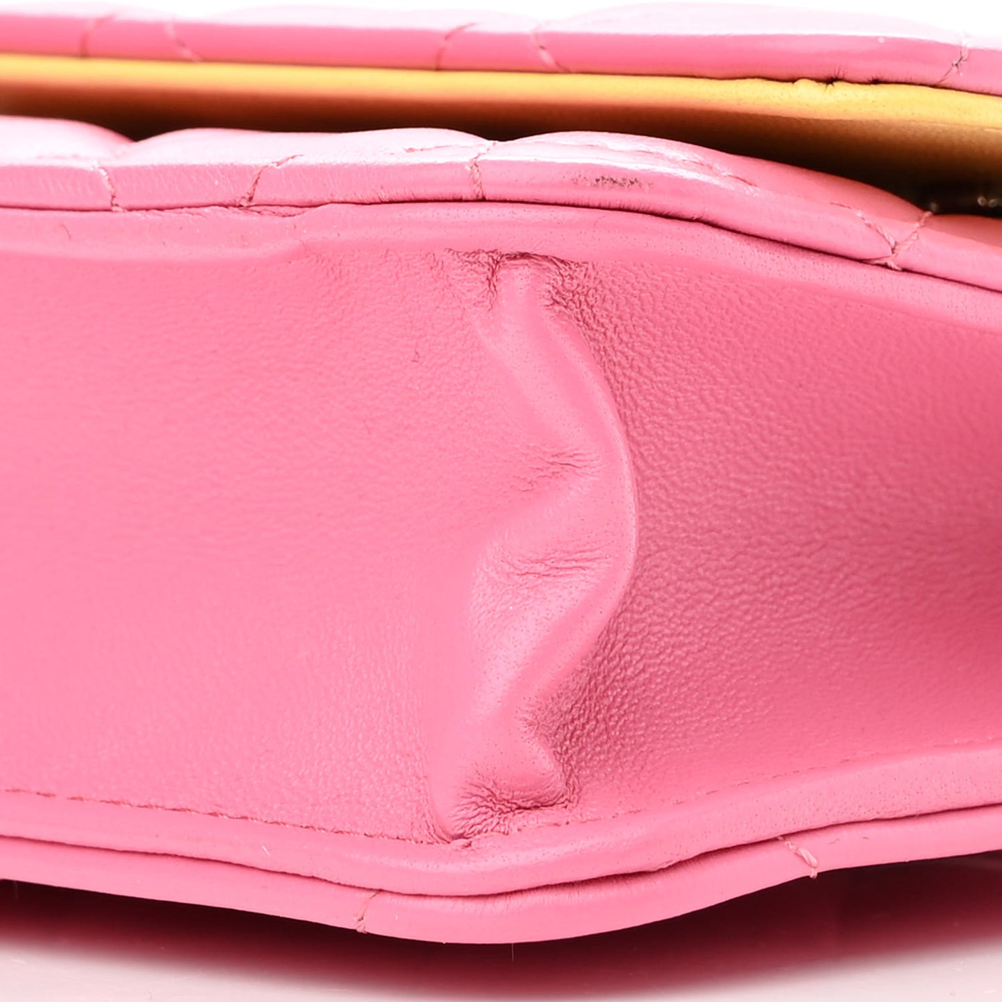 Lambskin Quilted Wallet On Chain WOC Pink Yellow