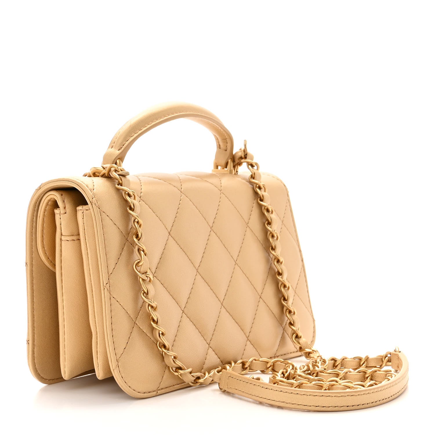 Chanel Metallic Lambskin Quilted Mini Top Handle Flap Gold 3 of 14