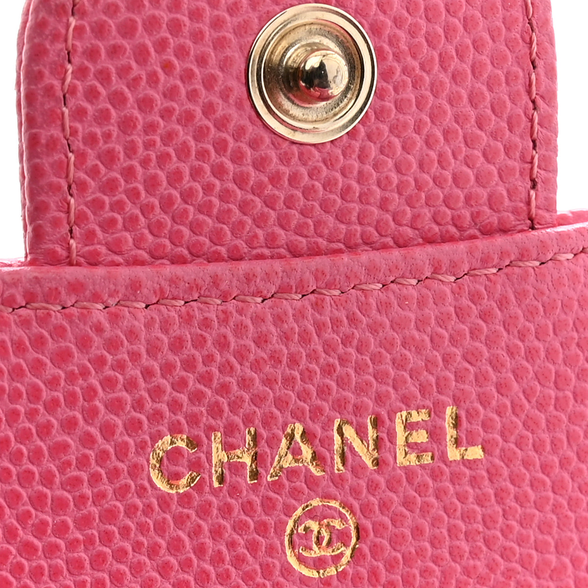 Caviar Quilted Compact Flap Wallet Pink