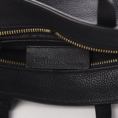 Alexander McQueen Pebbled Calfskin Mini Skull Padlock Zip Around Tote Black 12 of 20