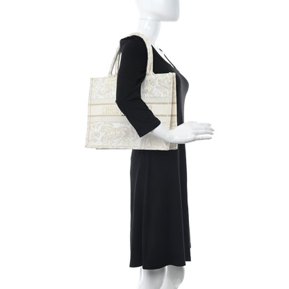 Christian Dior Canvas Embroidered Medium Dioriviera Toile De Jouy Book Tote Gold 2 of 15