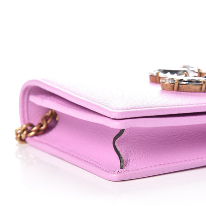Gucci Calfskin Marquise Crystals Mini GG Chain Wallet Malva 9 of 11