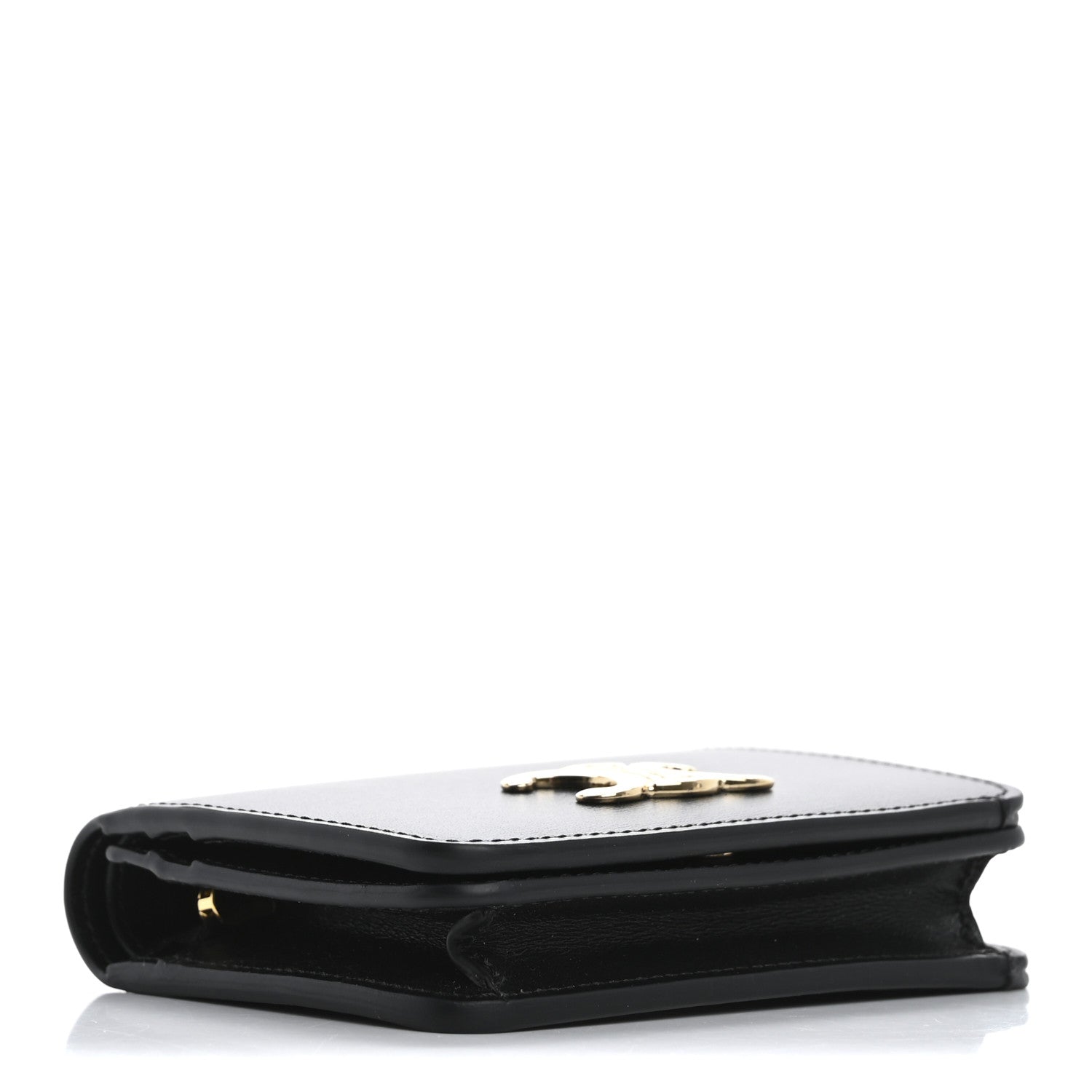 Celine Shiny Calfskin Triomphe Compact Wallet Black 4 of 9