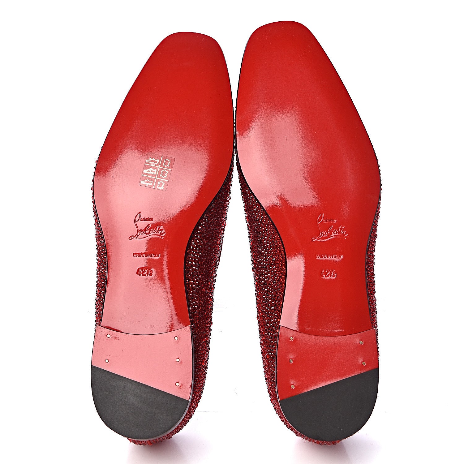 Christian Louboutin Strass Veau Velours Mens Dandelion Flat Loafers 42.5 Red 5 of 10