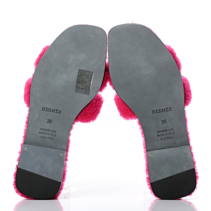 Hermes Woolskin Oran Sandals 35 Rose Fuchsia 5 of 7