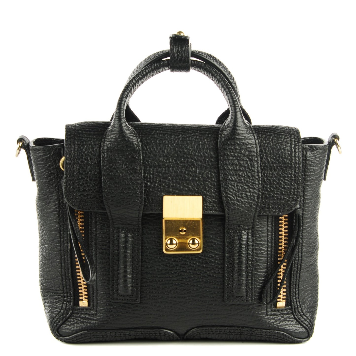 3.1 Textured Calfskin Mini Pashli Satchel Black
