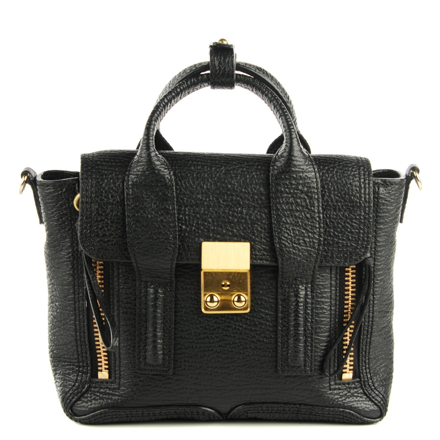 3.1 Phillip Lim 3.1 Textured Calfskin Mini Pashli Satchel Black 1 of 9