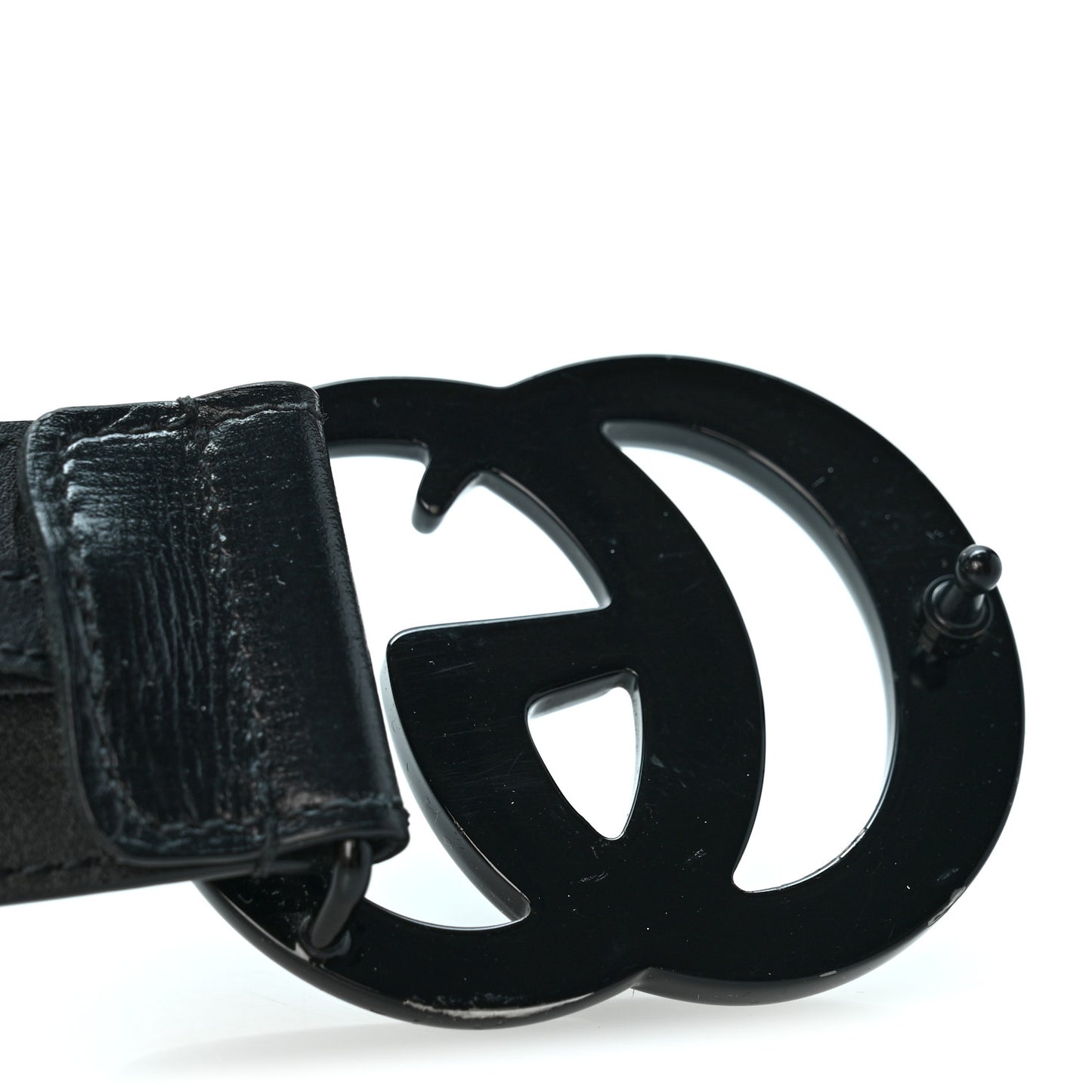 Azalea Calfskin Enamel Monochrome Double G 40mm Belt 95 38 Black
