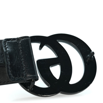 Gucci Azalea Calfskin Enamel Monochrome Double G 40mm Belt 95 38 Black 7 of 7