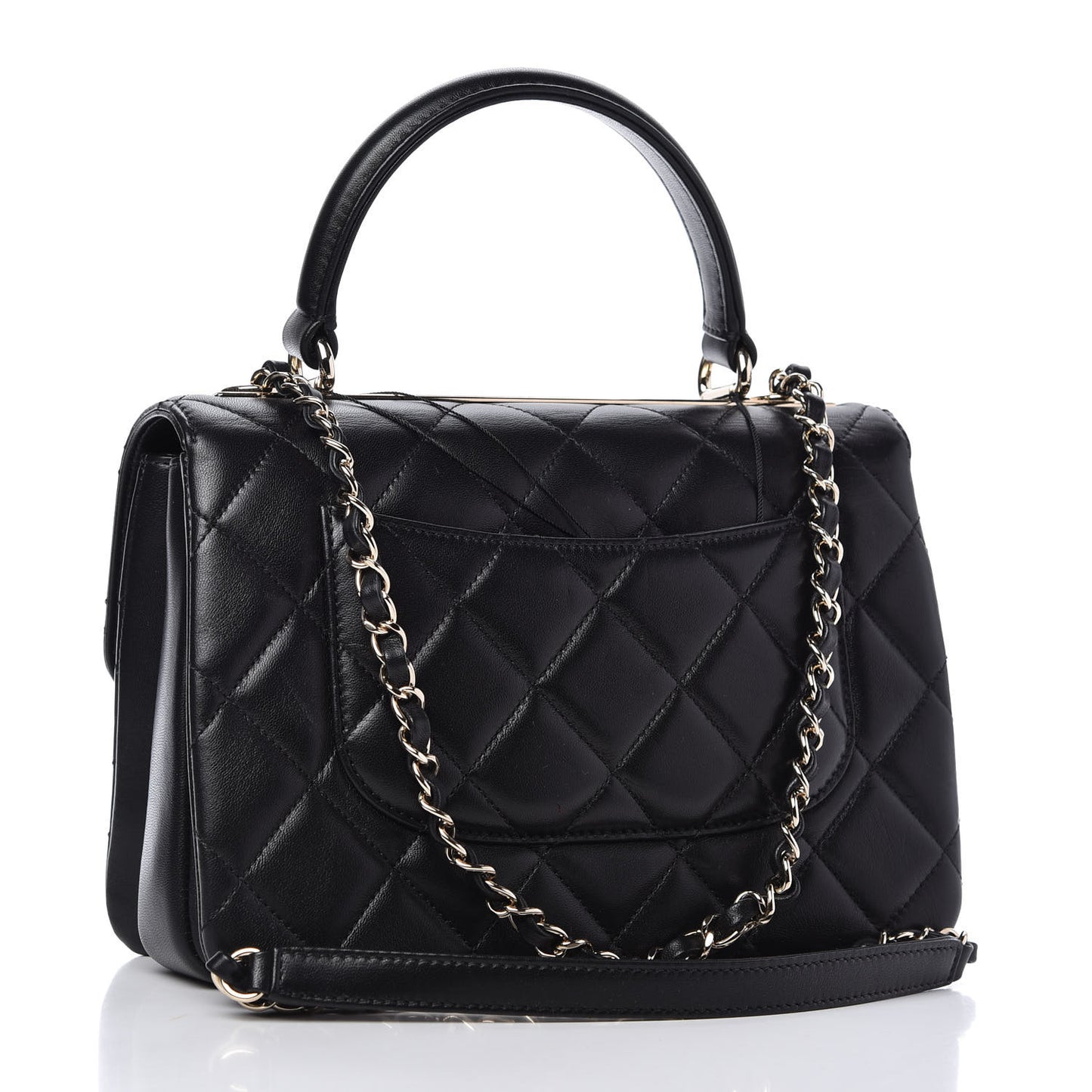 Lambskin Quilted Small Trendy CC Dual Handle Flap Bag Black