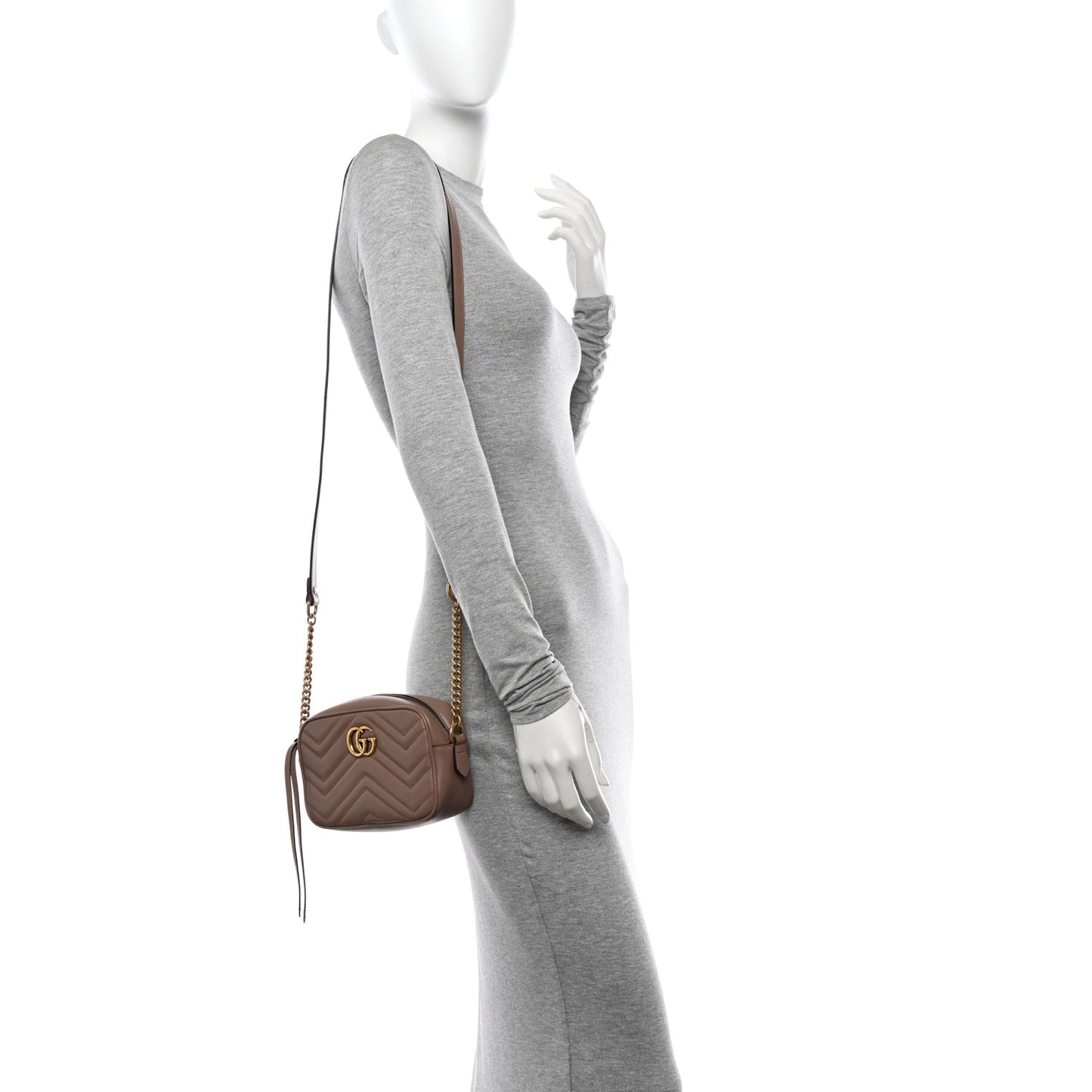 Calfskin Matelasse Mini GG Marmont Chain Shoulder Bag Porcelain Rose