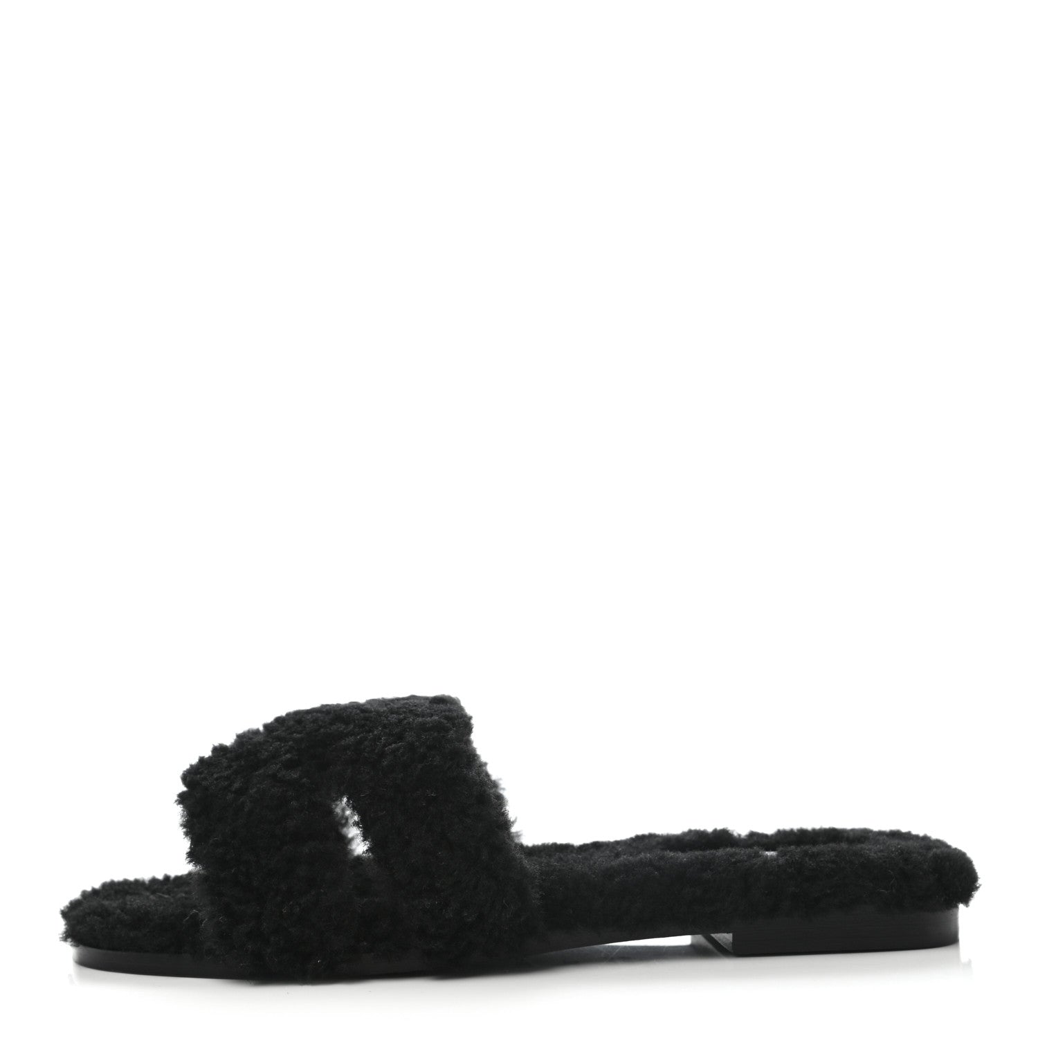 Hermes Woolskin Oran Sandals 38 Black 1 of 7