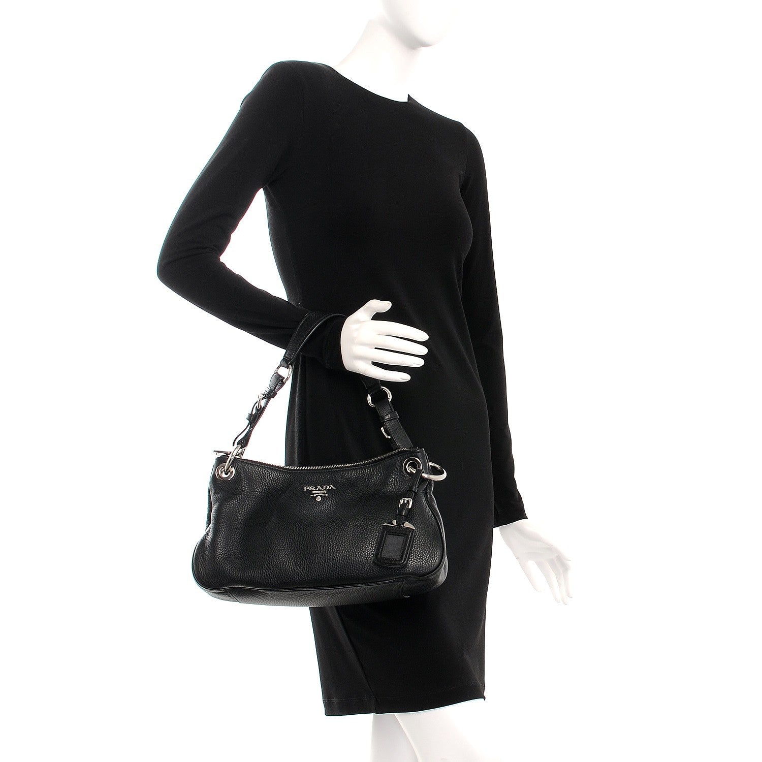 Prada Vitello Phenix Shoulder Bag Nero Black 2 of 8