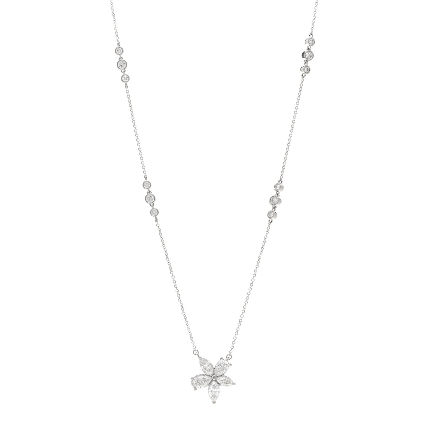 Platinum Diamond Extra Large Victoria Mixed Cluster Necklace
