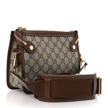Gucci GG Supreme Monogram Azalea Calfskin Retro Interlocking G Wristlet Messenger Bag Beige Ebony Brown Sugar 2 of 10