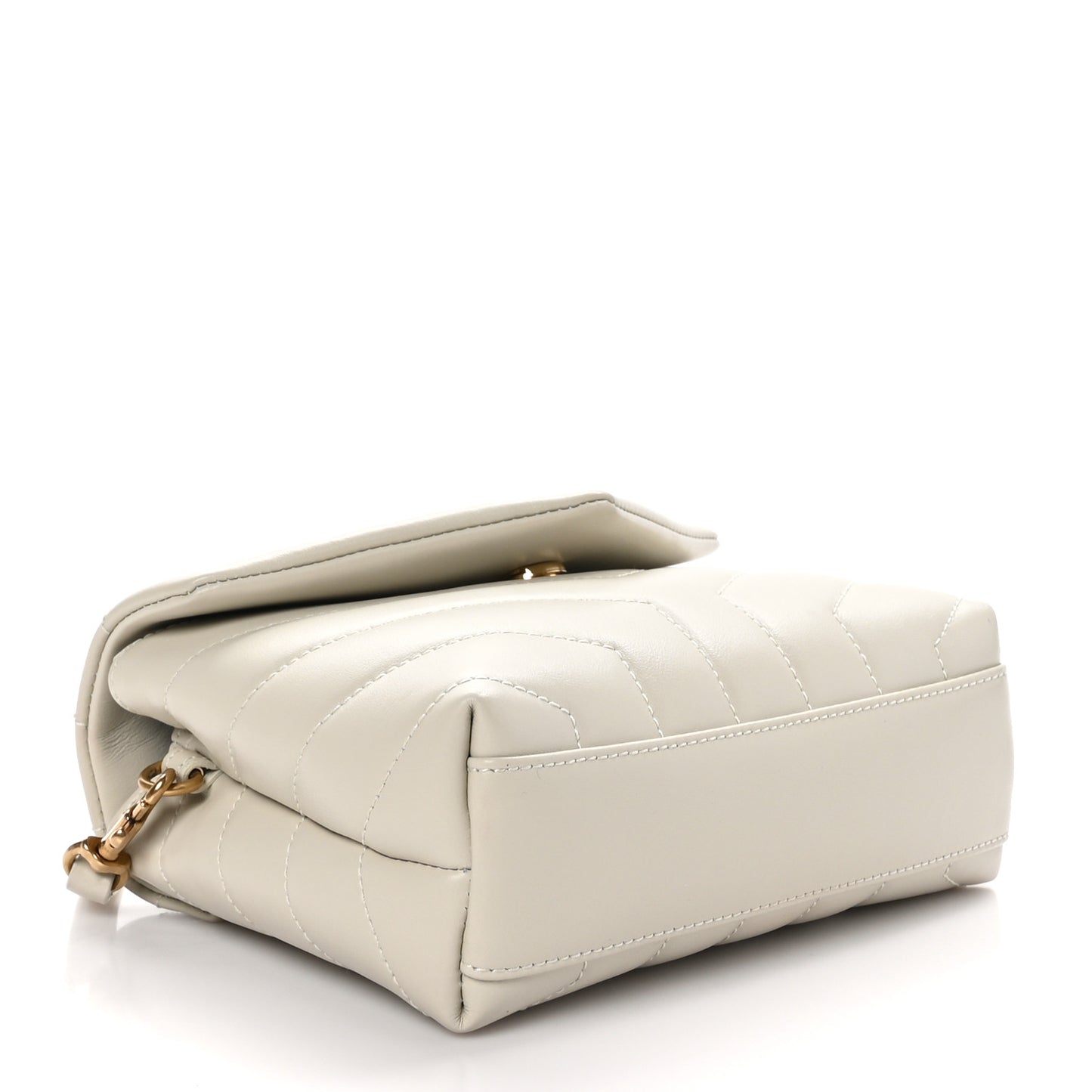 Calfskin Y Quilted Monogram Toy Loulou Crossbody Bag Blanc Vintage