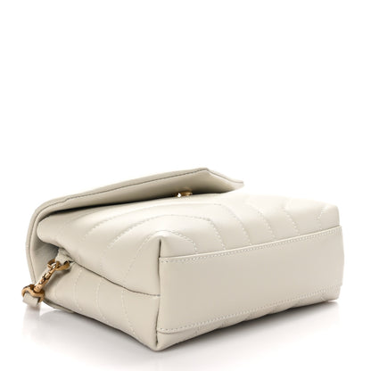 Saint Laurent Calfskin Y Quilted Monogram Toy Loulou Crossbody Bag Blanc Vintage 4 of 11