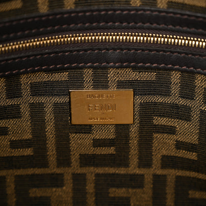 Fendi Fabric Jacquard FF 1974 Medium Baguette Tobacco Moro Black 6 of 10