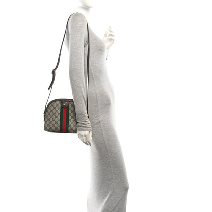 Gucci GG Supreme Monogram Textured Dollar Calfskin Web Small Ophidia Dome Shoulder Bag Beige Ebony New Acero 2 of 10