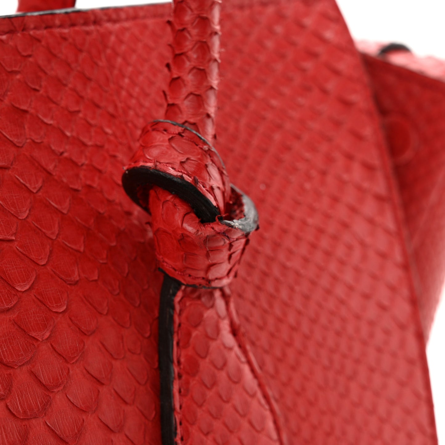 Snakeskin Small Tie Knot Tote Red