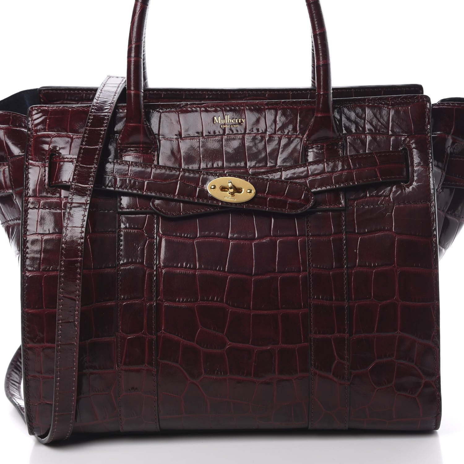 Mulberry Crocodile Embossed Calfskin Small Zipped Bayswater Oxblood 10 of 16