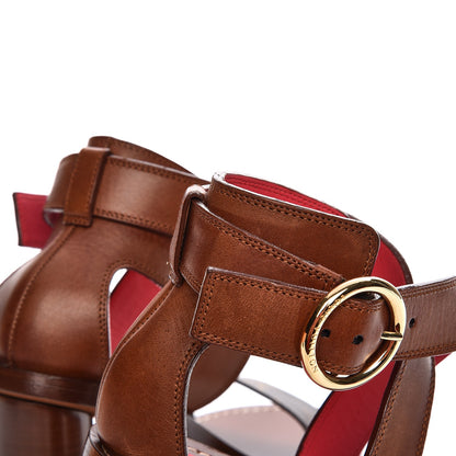 Louis Vuitton Calfskin Monogram Ocean Drive Heeled Sandals 36 Cognac 9 of 11