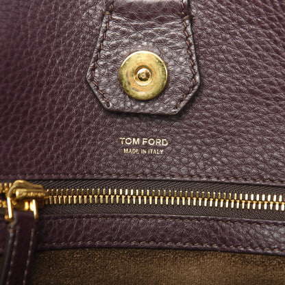 Tom Ford Grained Calfskin Sedgwick Medium Zipper Tote Wine 6 of 9