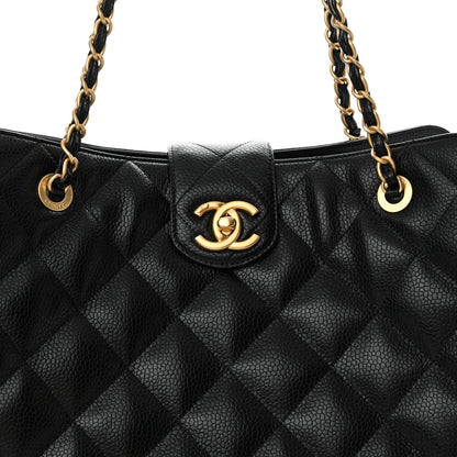 Chanel Metallic Grained Calfskin Quilted Shopping Tote Black 8 of 10
