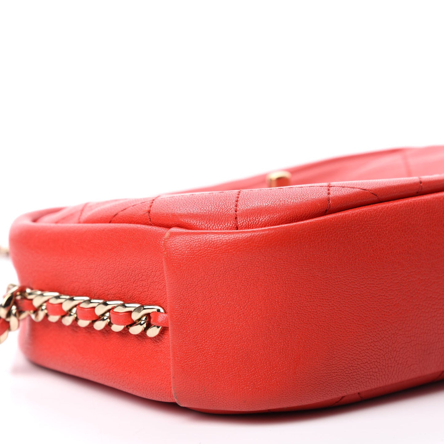 Goatskin Quilted Large Casual Trip Camera Case Bag Red