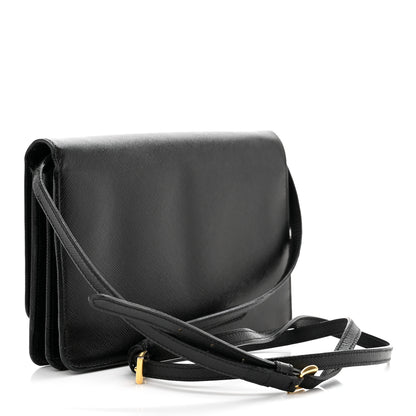 Prada Saffiano Metal Flap Wallet With Strap Black 3 of 12