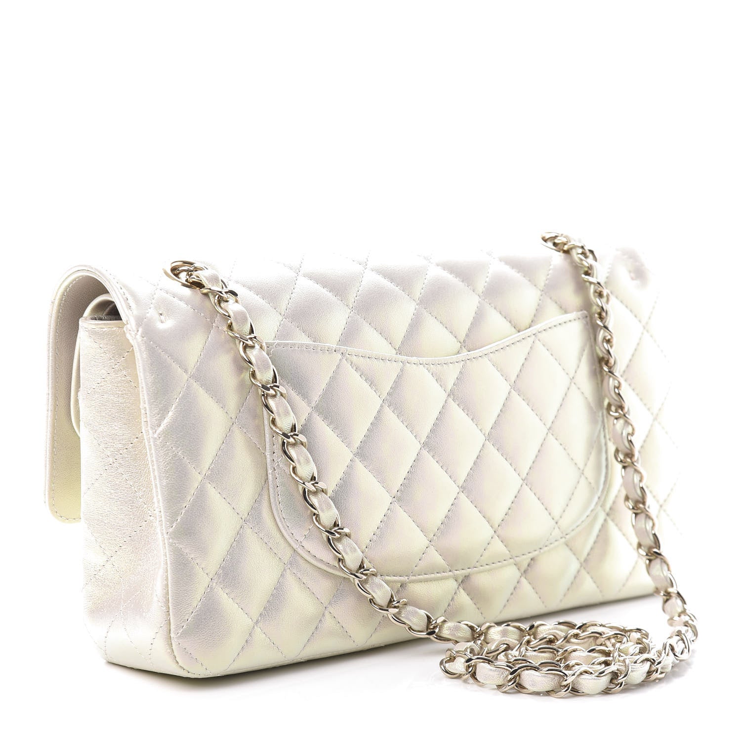 Chanel Iridescent Lambskin Quilted Medium Double Flap Ivory 3 of 10