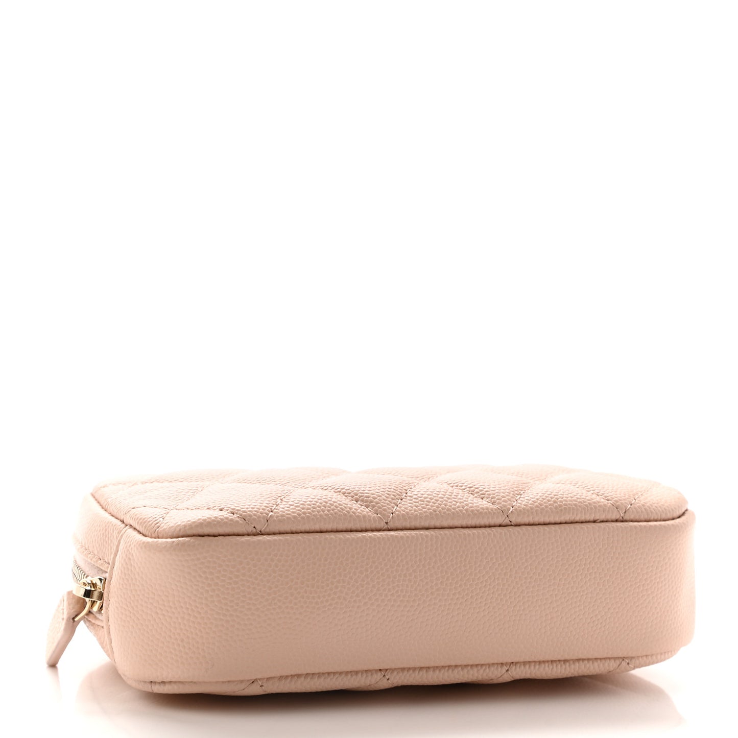 Caviar Quilted Small Curvy Pouch Cosmetic Case Beige