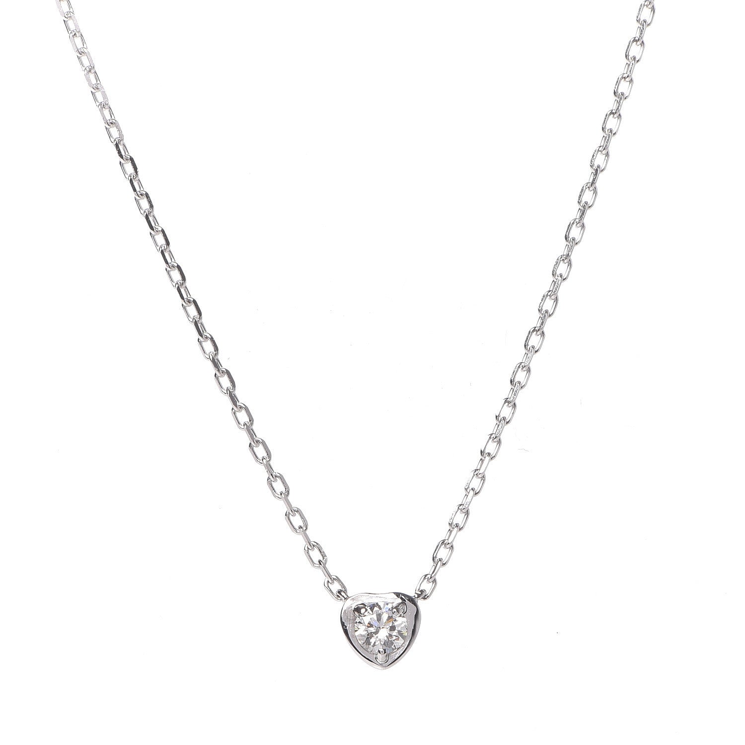 Cartier 18K White Gold Diamond D'Amour Heart Pendant Necklace 4 of 7