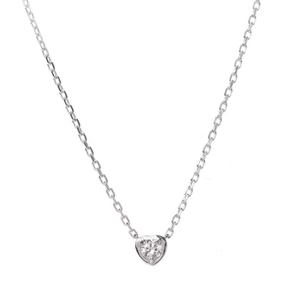Cartier 18K White Gold Diamond D'Amour Heart Pendant Necklace 4 of 7