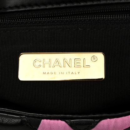 Chanel Lambskin Printed Fabric Medium Chanel 19 Flap Black Multicolor 6 of 10